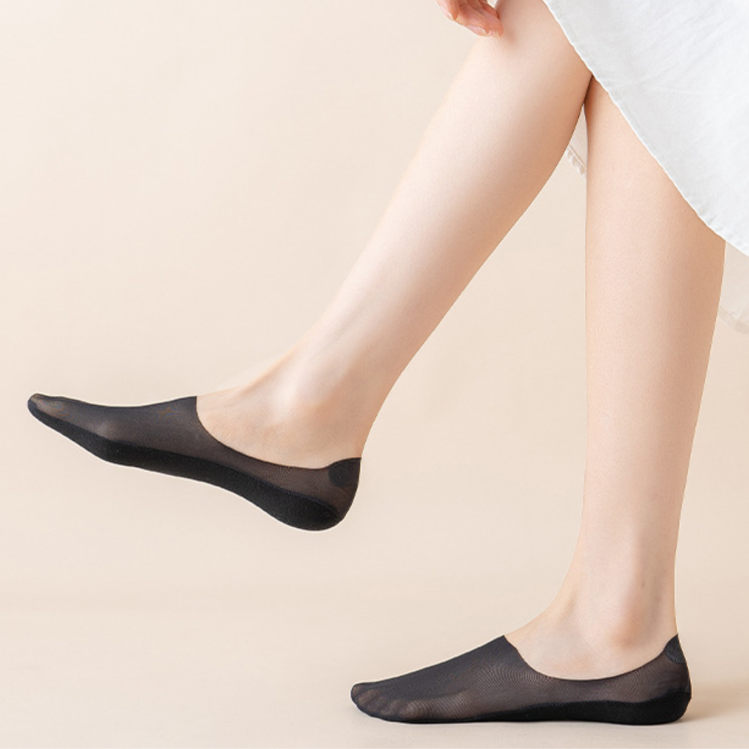 CMF Women Set 3 Ice Silk Socks Ultra Thin No Show Socks Breathable Smooth Cotton Non-slip