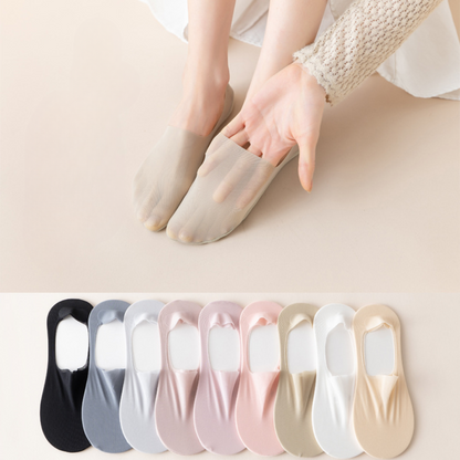 CMF Women Set 3 Ice Silk Socks Ultra Thin No Show Socks Breathable Smooth Cotton Non-slip