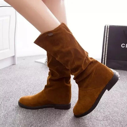 CMF Women Suede Mid Calf High Boots Warm Winter Comfortable Arch Support Boots