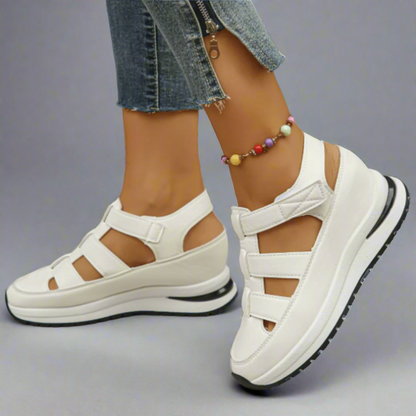 CMF Women Orthopedic Sandals Arch Support Comfortable Thick-soled Hollow-out Height Increasing Air Cushion Velcro Summer