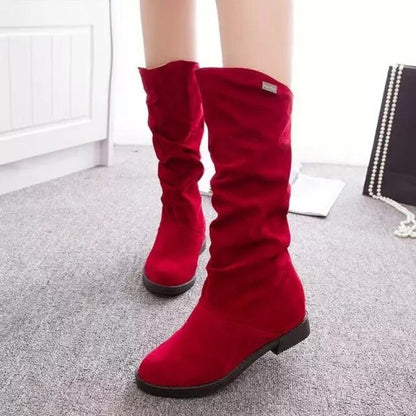 CMF Women Suede Mid Calf High Boots Warm Winter Comfortable Arch Support Boots