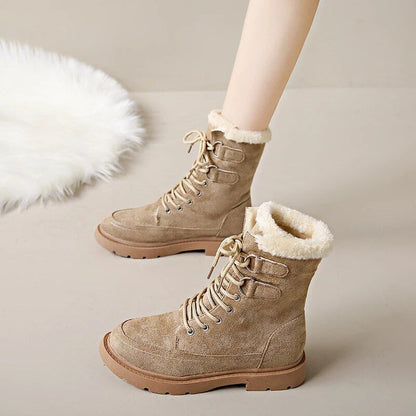CMF Orthopedic Women Boots Mid-calf Fur Inside Boots Suede Warm Winter