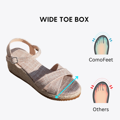 CMF Women Wedge Sandals Arch-support Comfortable Canvas Cross-strap Buckle Elegant Summer