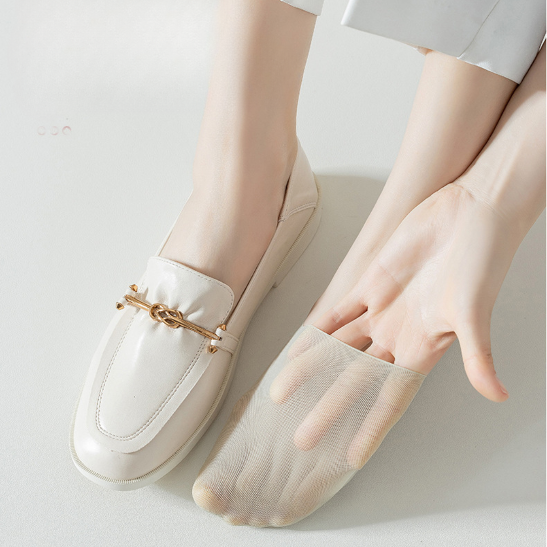 CMF Women Set 3 Ice Silk Socks Ultra Thin No Show Socks Breathable Smooth Cotton Non-slip