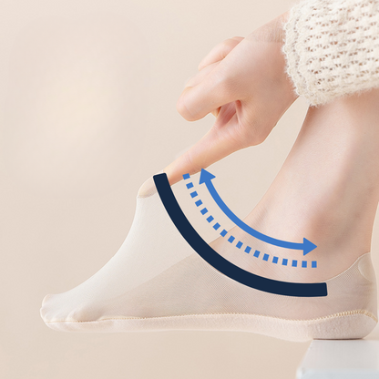 CMF Women Set 3 Ice Silk Socks Ultra Thin No Show Socks Breathable Smooth Cotton Non-slip