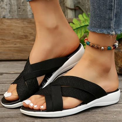 CMF Women Orthopedic Slippers Arch-support Breathable Open Toe Cross-strap Beach Summer Trendy