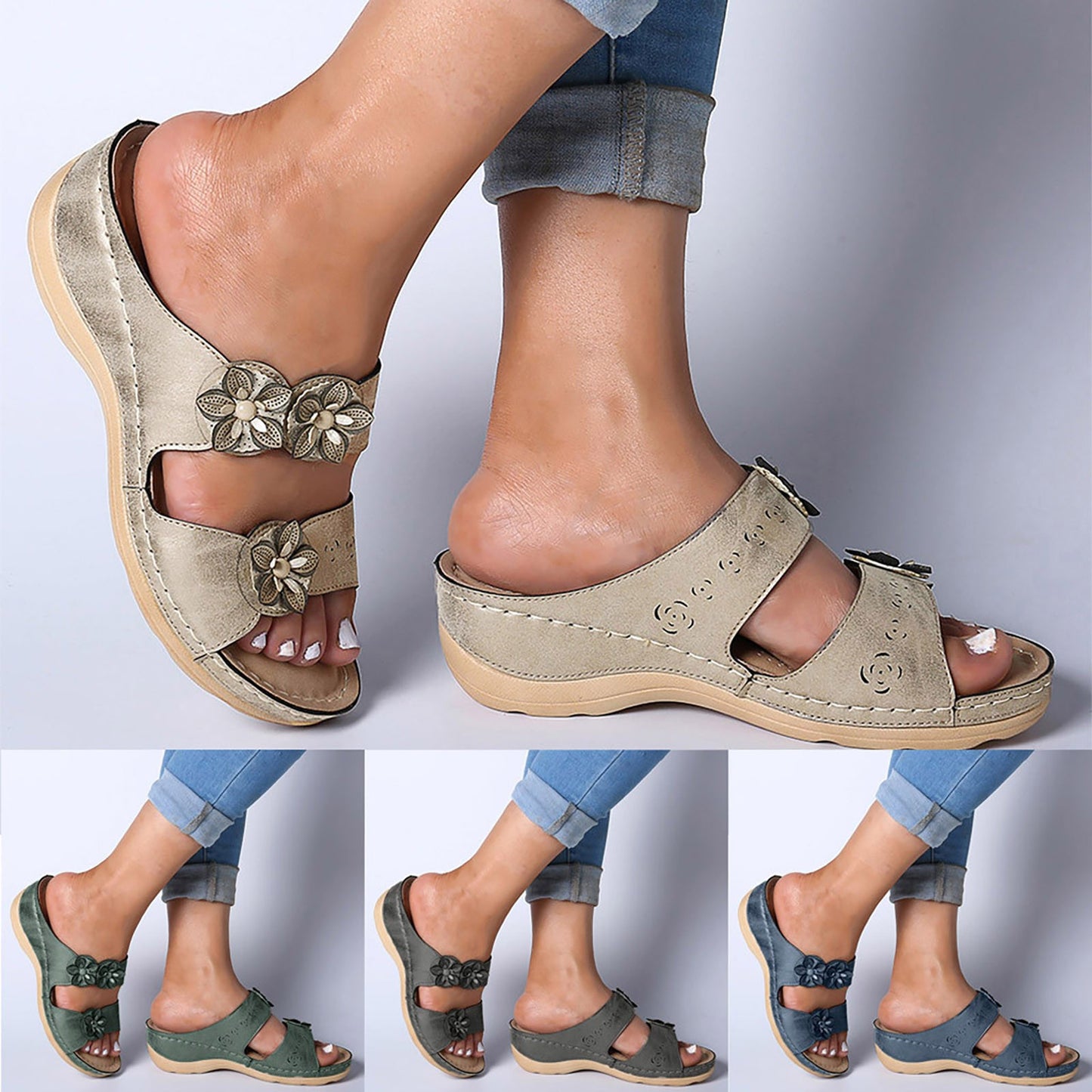 CMF Orthopedic Women Sandals Anti-Slip Summer Flower Design