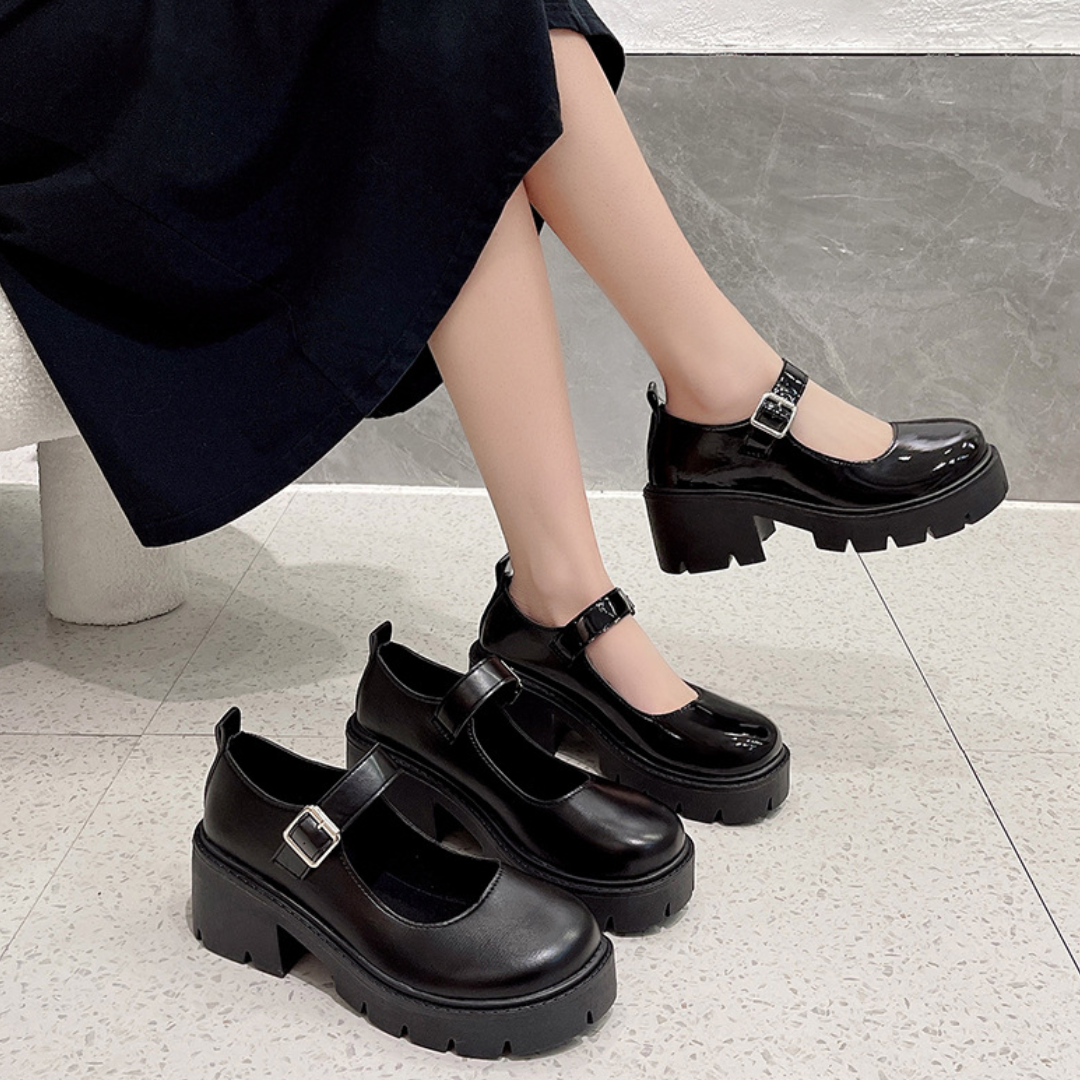 CMF Women Shoes Comfortable Mary Jane Platform Leather Buckle Elegance Walking