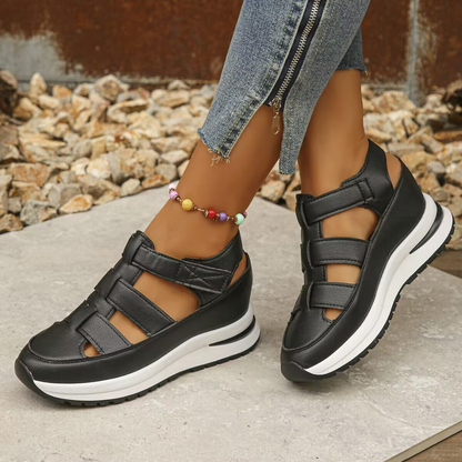 CMF Women Orthopedic Sandals Arch Support Comfortable Thick-soled Hollow-out Height Increasing Air Cushion Velcro Summer