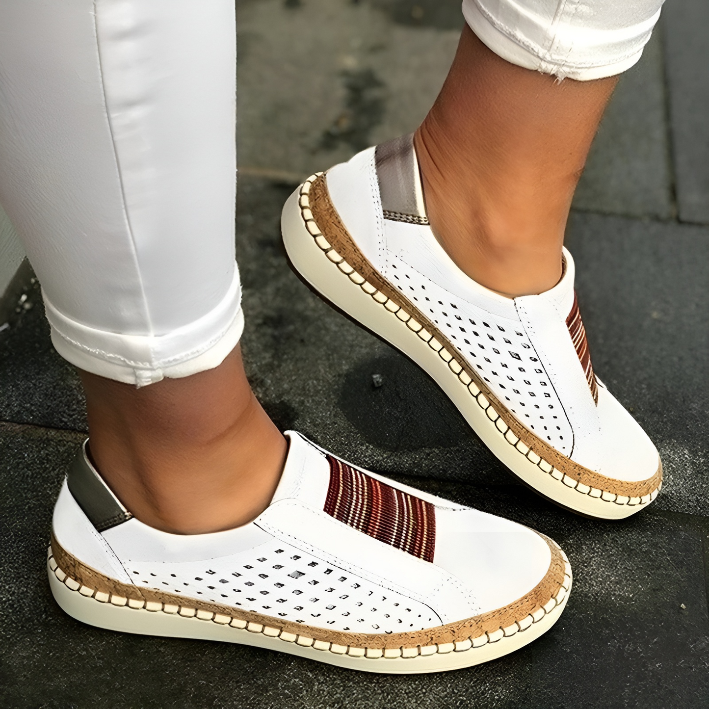 CMF Women Loafers Orthopedic Genuine Leather Flat Airy Unique Casual Shoes