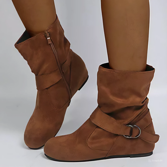 CMF Women Winter Boots Suede Comfortable Side Zipper Non-slip Casual Walking Slouchy Boots